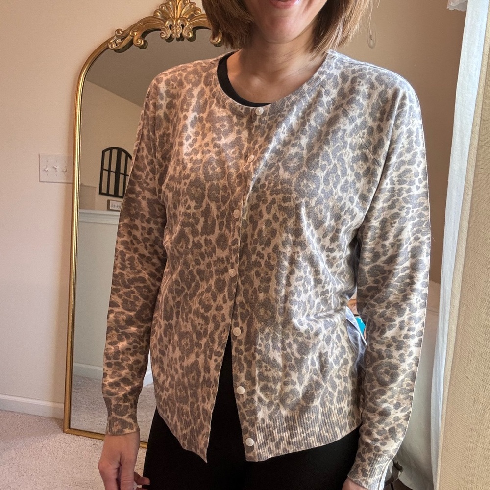 NWT Leopard cheetah Print button down Cardigan NWT - image 3